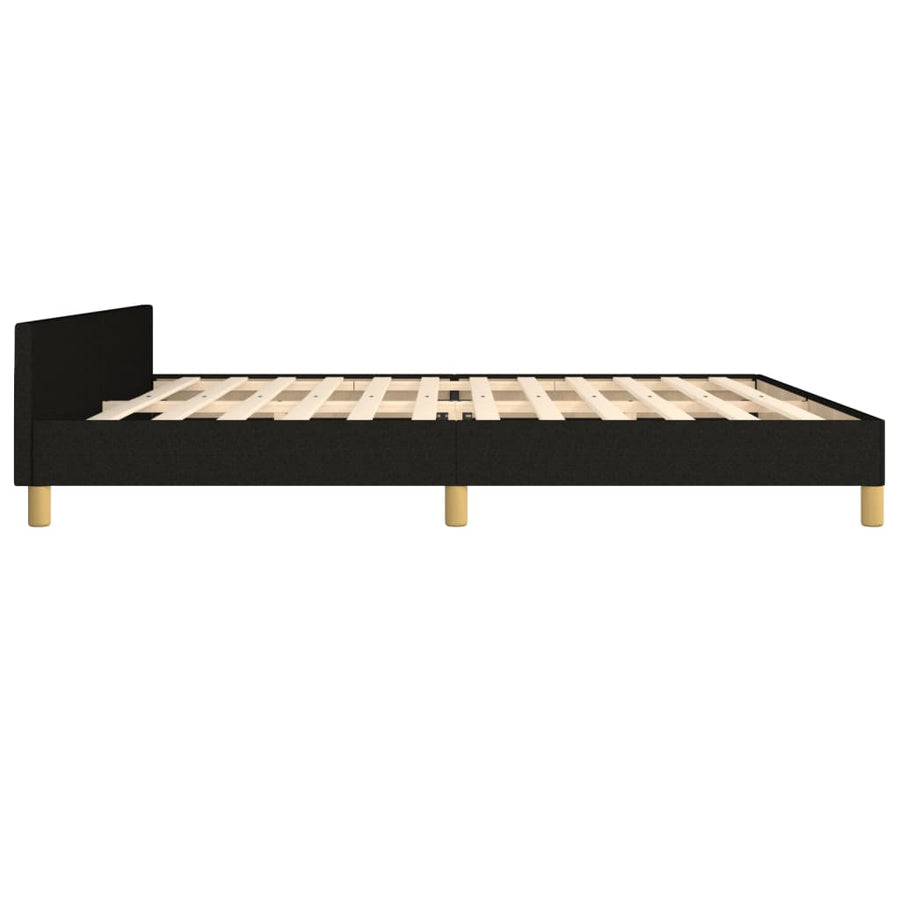 Bedframe Met Hoofdbord Stof Zwart 200 x 200 cm Effen ontwerp