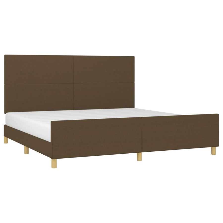 Bedframe Met Hoofdbord Stof Donkerbruin 200 x 200 cm Effen ontwerp