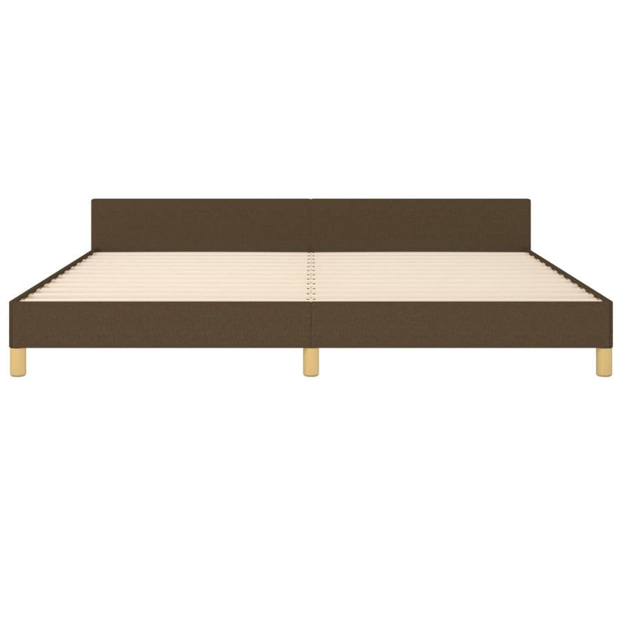 Bedframe Met Hoofdbord Stof Donkerbruin 200 x 200 cm Effen ontwerp