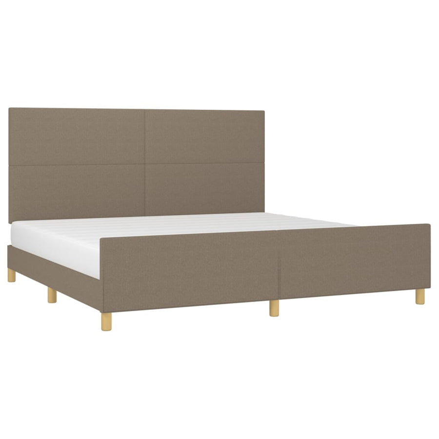 Bedframe met hoofdbord stof taupe 200x200 cm 200 x 200 cm Taupe