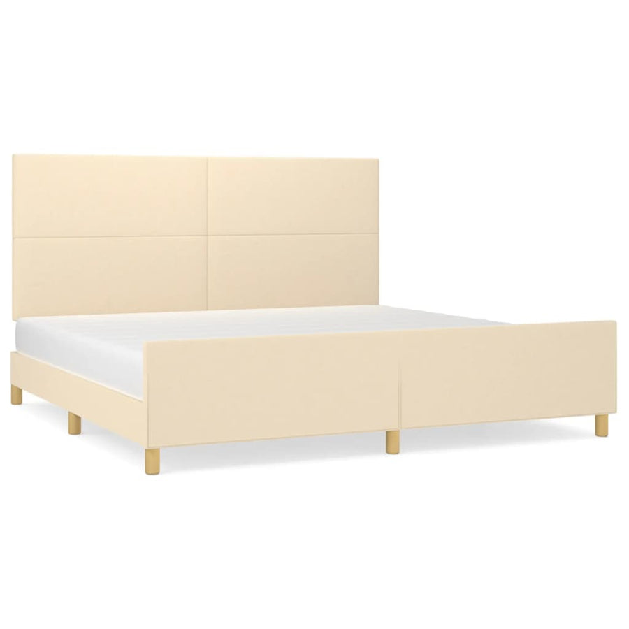 Bedframe Met Hoofdbord Stof Kleurig Crème 200 x 200 cm Effen ontwerp