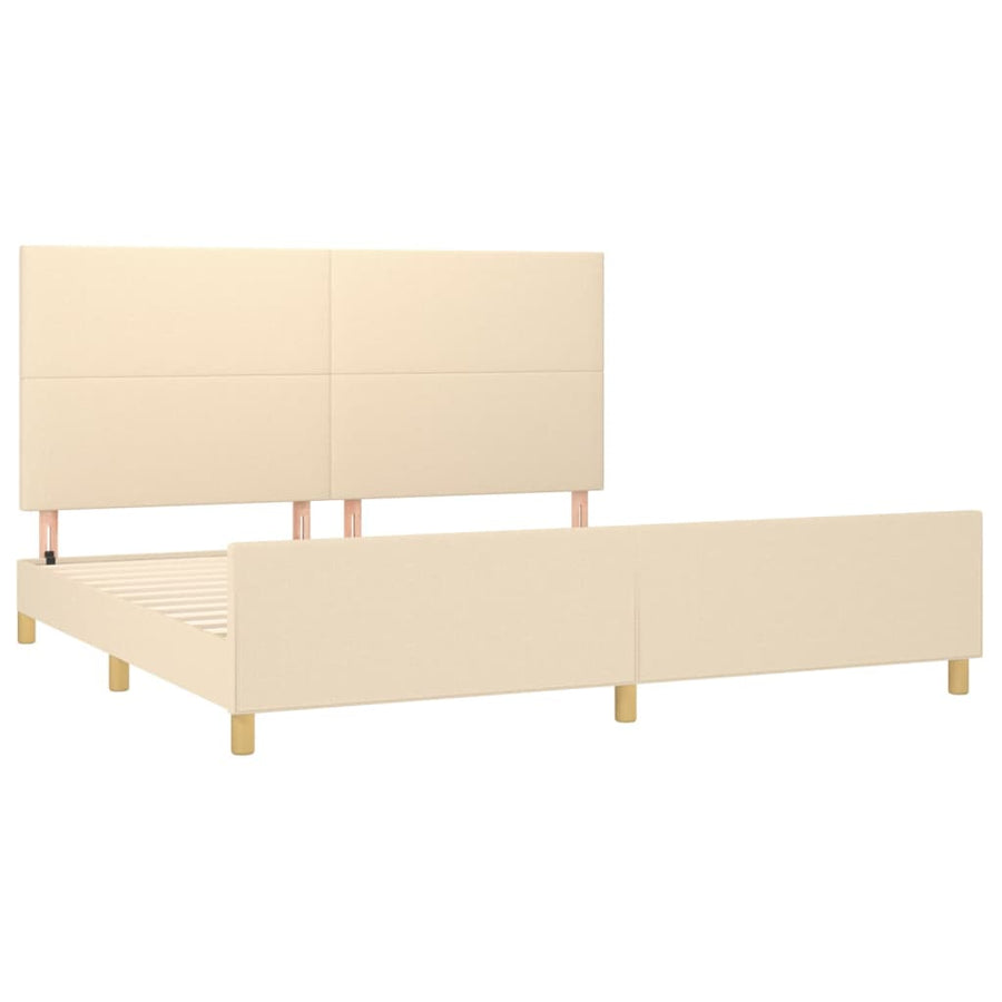 Bedframe Met Hoofdbord Stof Kleurig Crème 200 x 200 cm Effen ontwerp