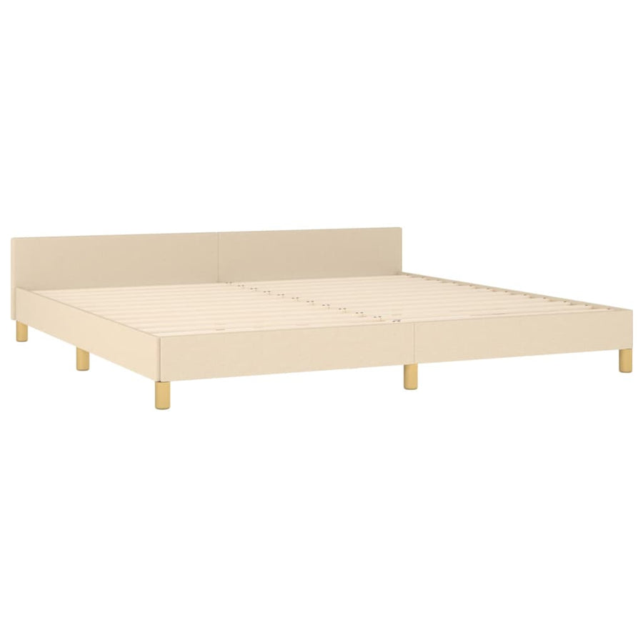 Bedframe Met Hoofdbord Stof Kleurig Crème 200 x 200 cm Effen ontwerp