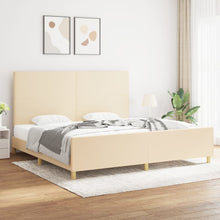 Bedframe Met Hoofdbord Stof Kleurig Crème 200 x 200 cm Effen ontwerp