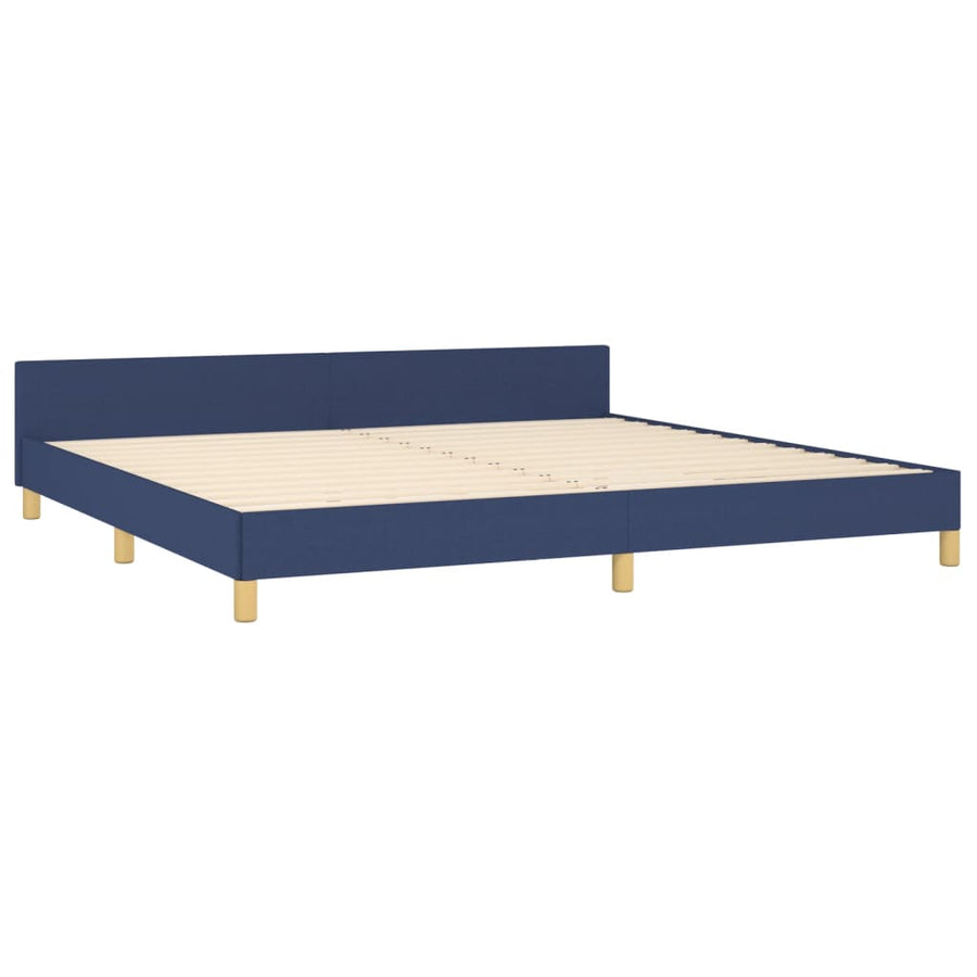 Bedframe Met Hoofdbord Stof Blauw 200 x 200 cm Effen ontwerp