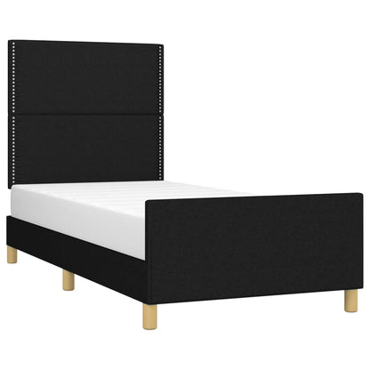 Bedframe Met Hoofdbord Stof Zwart 80 x 200 cm Effen met spijkers