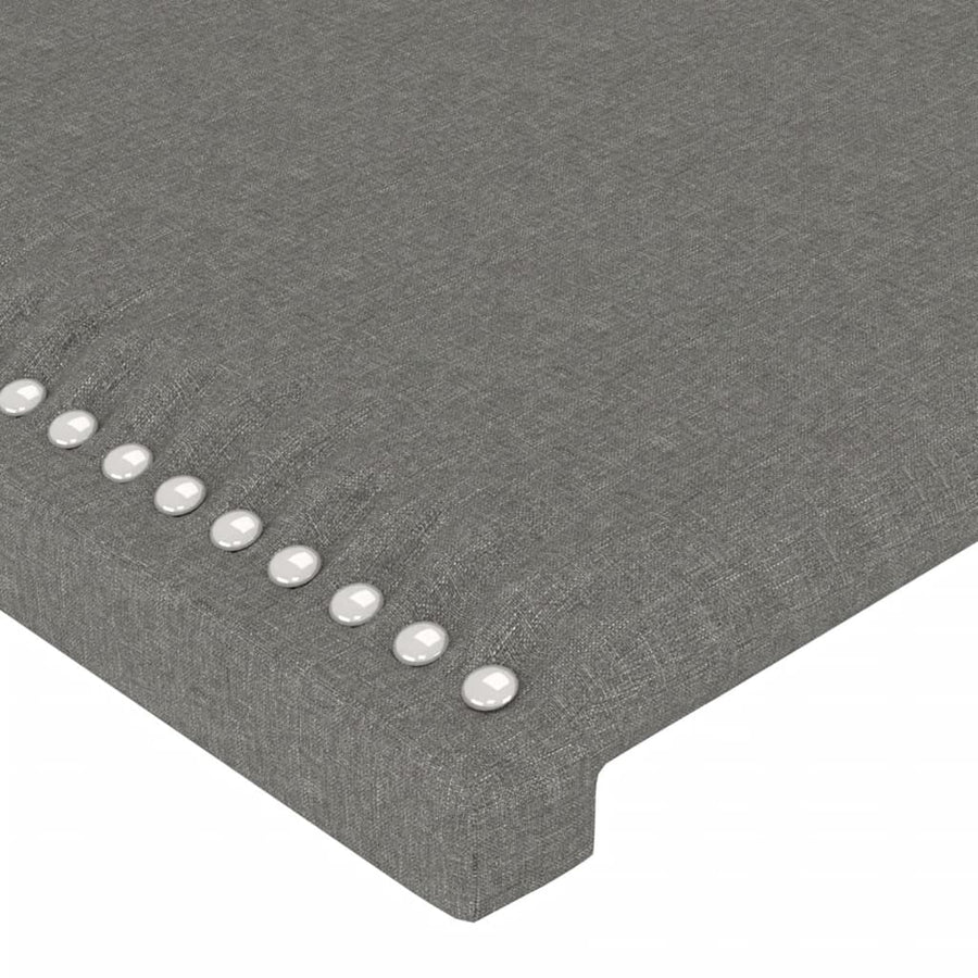 Bedframe Met Hoofdbord Stof Donkergrijs 90 x 190 cm Effen met spijkers