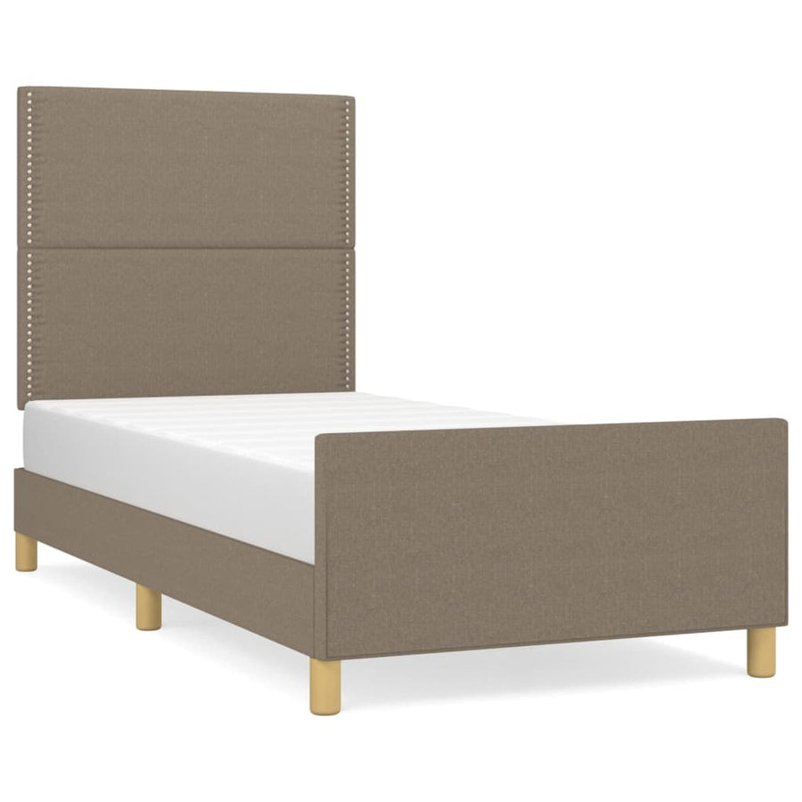 Bedframe Met Hoofdbord Stof Taupe 90 x 190 cm Effen met spijkers