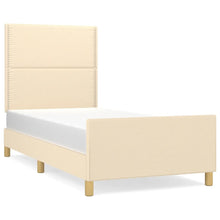 Bedframe Met Hoofdbord Stof Kleurig Crème 90 x 190 cm Effen met spijkers