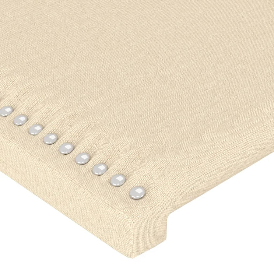 Bedframe Met Hoofdbord Stof Kleurig Crème 90 x 190 cm Effen met spijkers