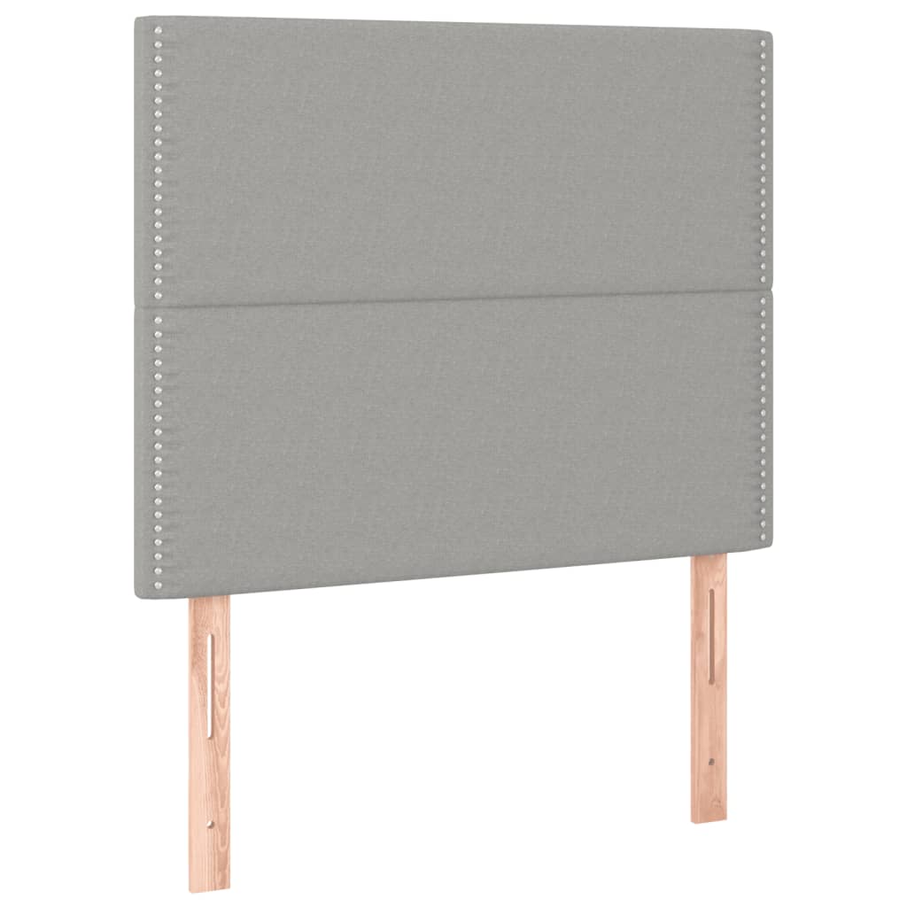 Bedframe met hoofdbord stof lichtgrijs 90x200 cm 90 x 200 cm Effen met spijkers