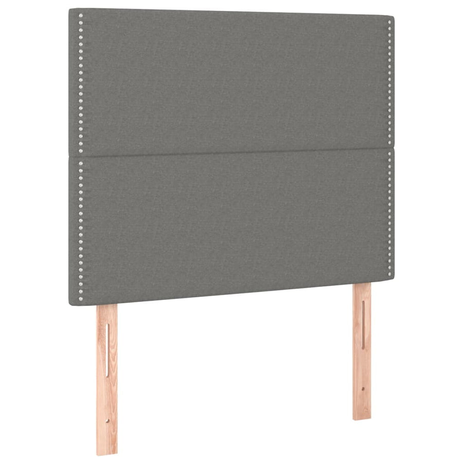 Bedframe Met Hoofdbord Stof Donkergrijs 90 x 200 cm Effen met spijkers