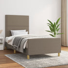 Bedframe 90x200 cm stof taupe met hoofdbord
