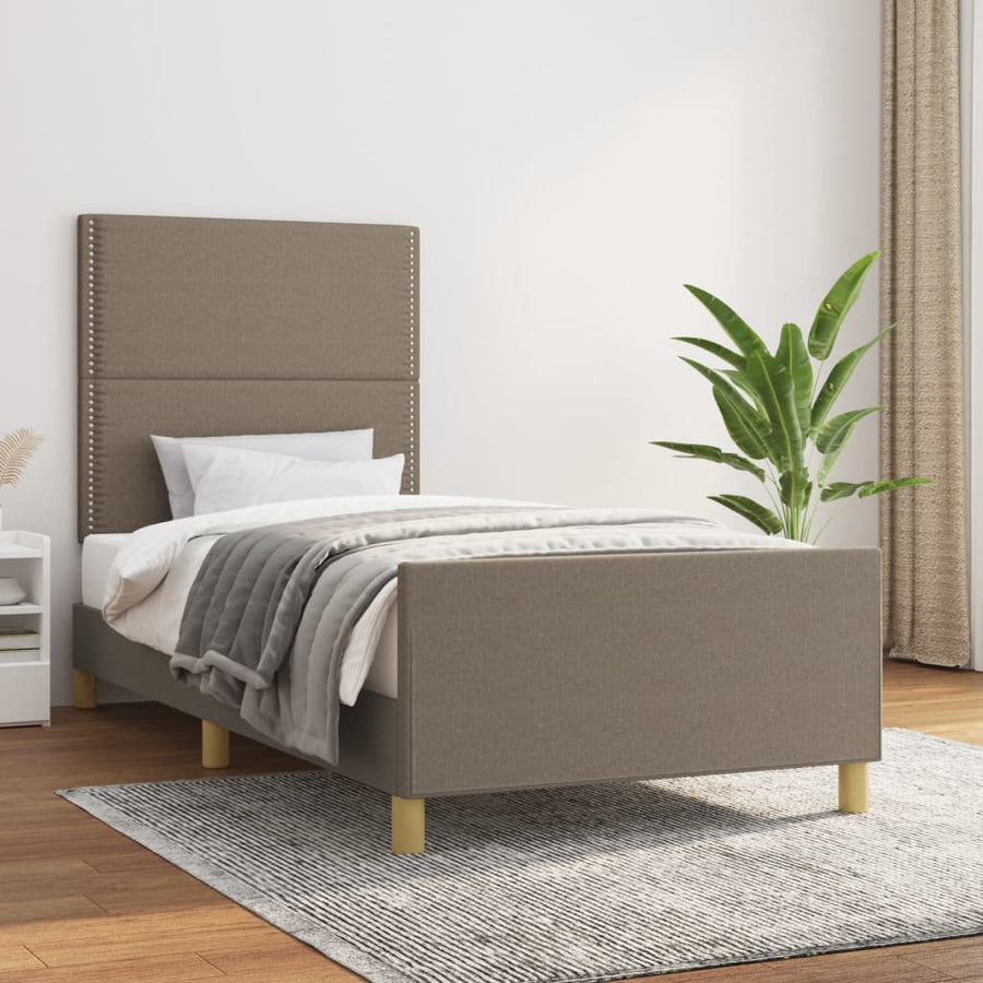 Bedframe met hoofdbord stof taupe 90x200 cm 90 x 200 cm Taupe