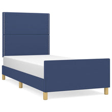 Bedframe Met Hoofdbord Stof Blauw 90 x 200 cm Effen met spijkers