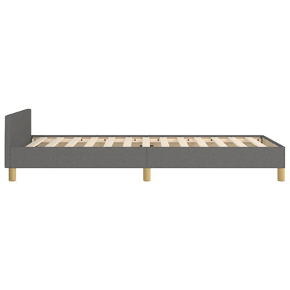 Bedframe Met Hoofdbord Stof Donkergrijs 100 x 200 cm Effen met spijkers