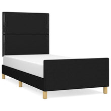 Bedframe Met Hoofdbord Stof Zwart 100 x 200 cm Effen met spijkers