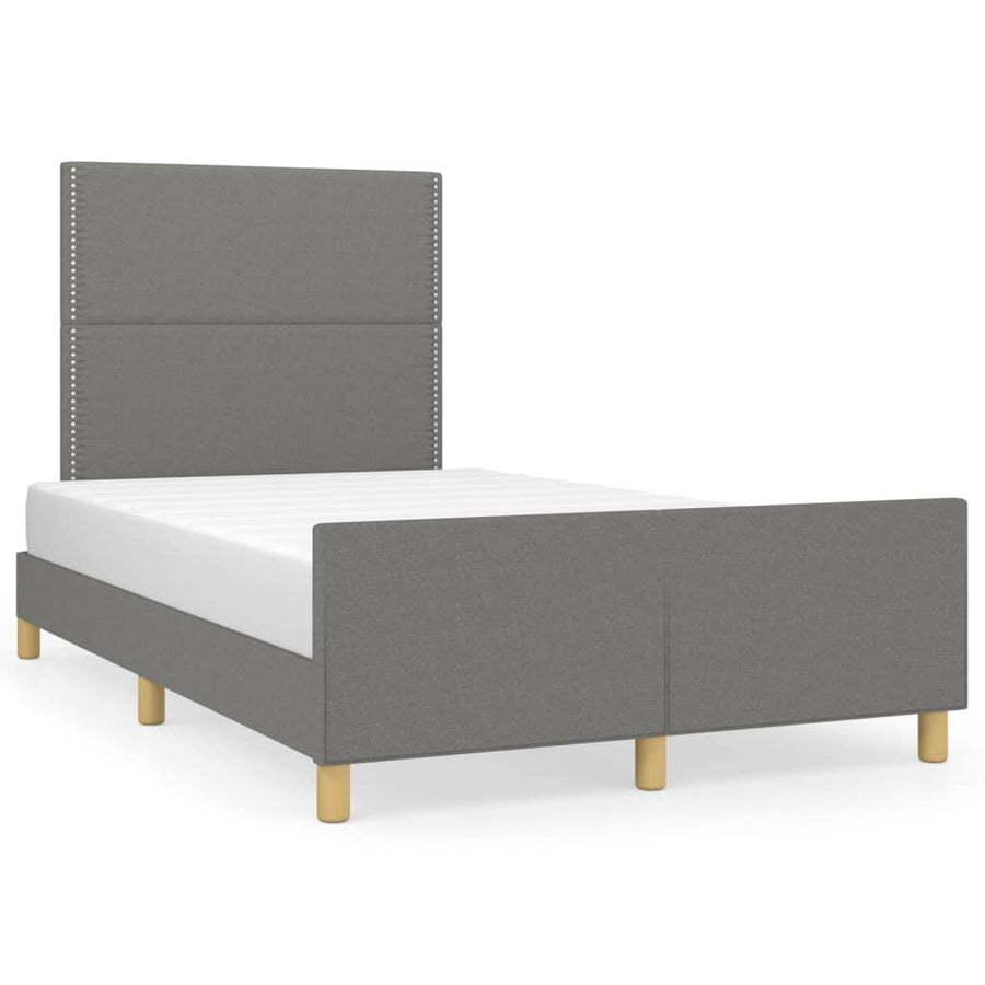 Bedframe Met Hoofdeinde Stof Donkergrijs 120 x 200 cm Effen met spijkers