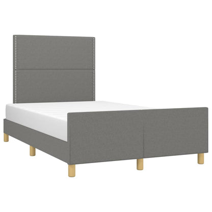 Bedframe Met Hoofdeinde Stof Donkergrijs 120 x 200 cm Effen met spijkers