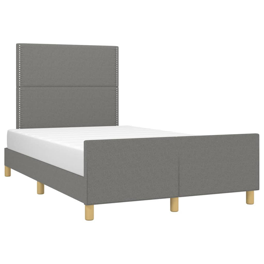 Bedframe Met Hoofdeinde Stof Donkergrijs 120 x 200 cm Effen met spijkers