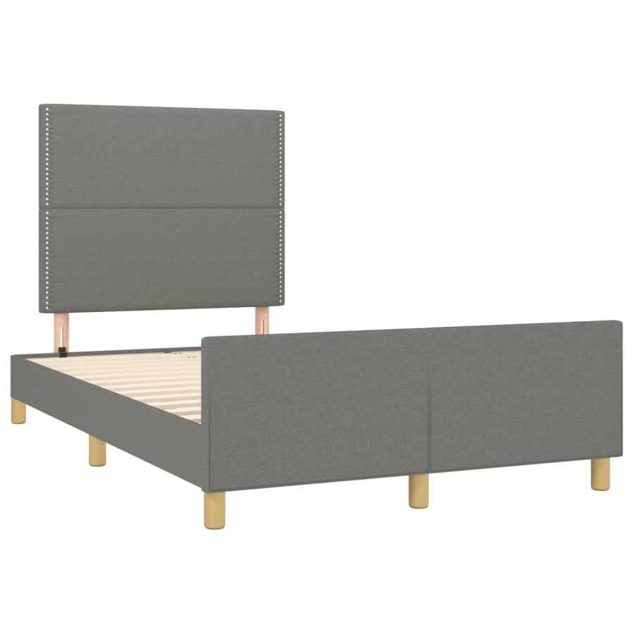 Bedframe Met Hoofdeinde Stof Donkergrijs 120 x 200 cm Effen met spijkers