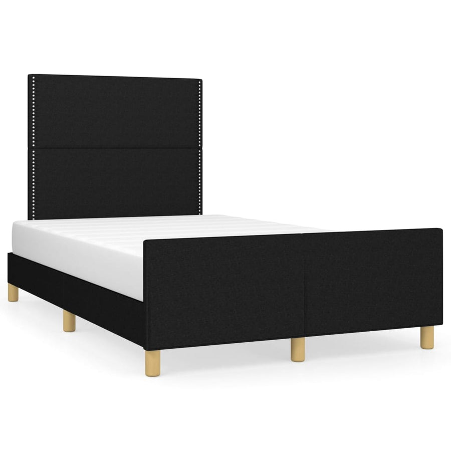 Bedframe Met Hoofdeinde Stof Zwart 120 x 200 cm Effen met spijkers