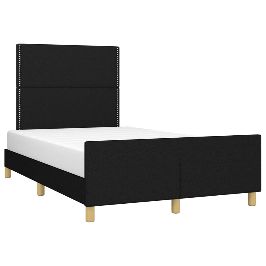Bedframe Met Hoofdeinde Stof Zwart 120 x 200 cm Effen met spijkers