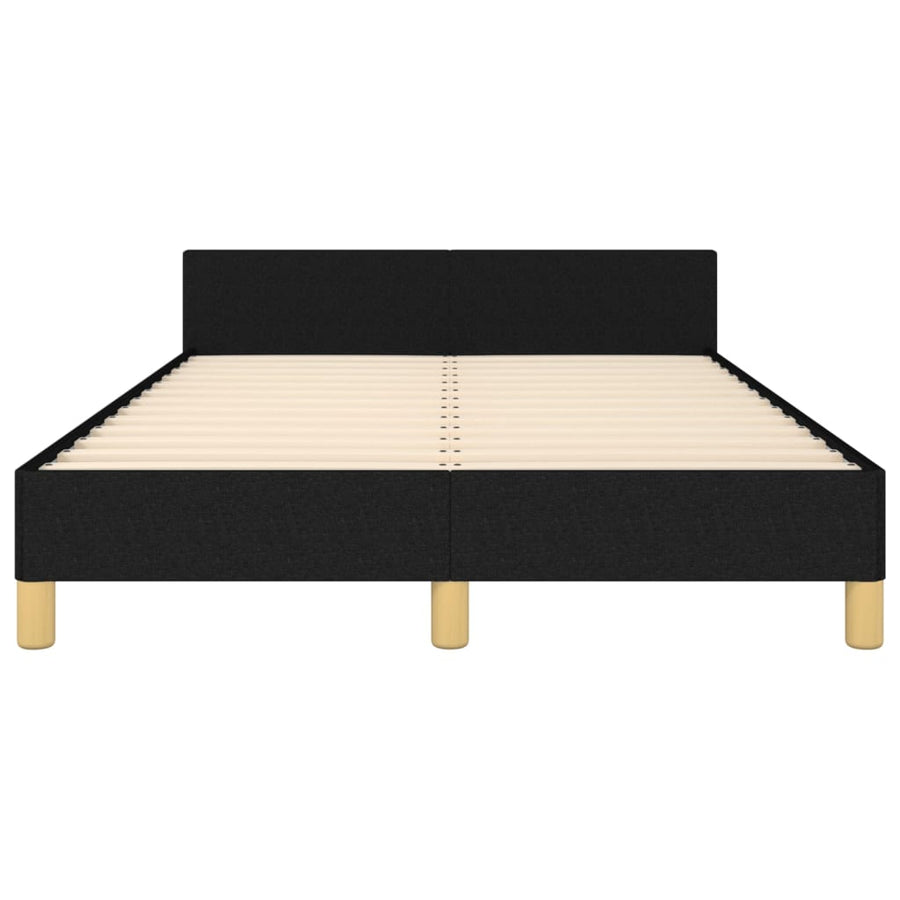 Bedframe Met Hoofdeinde Stof Zwart 120 x 200 cm Effen met spijkers