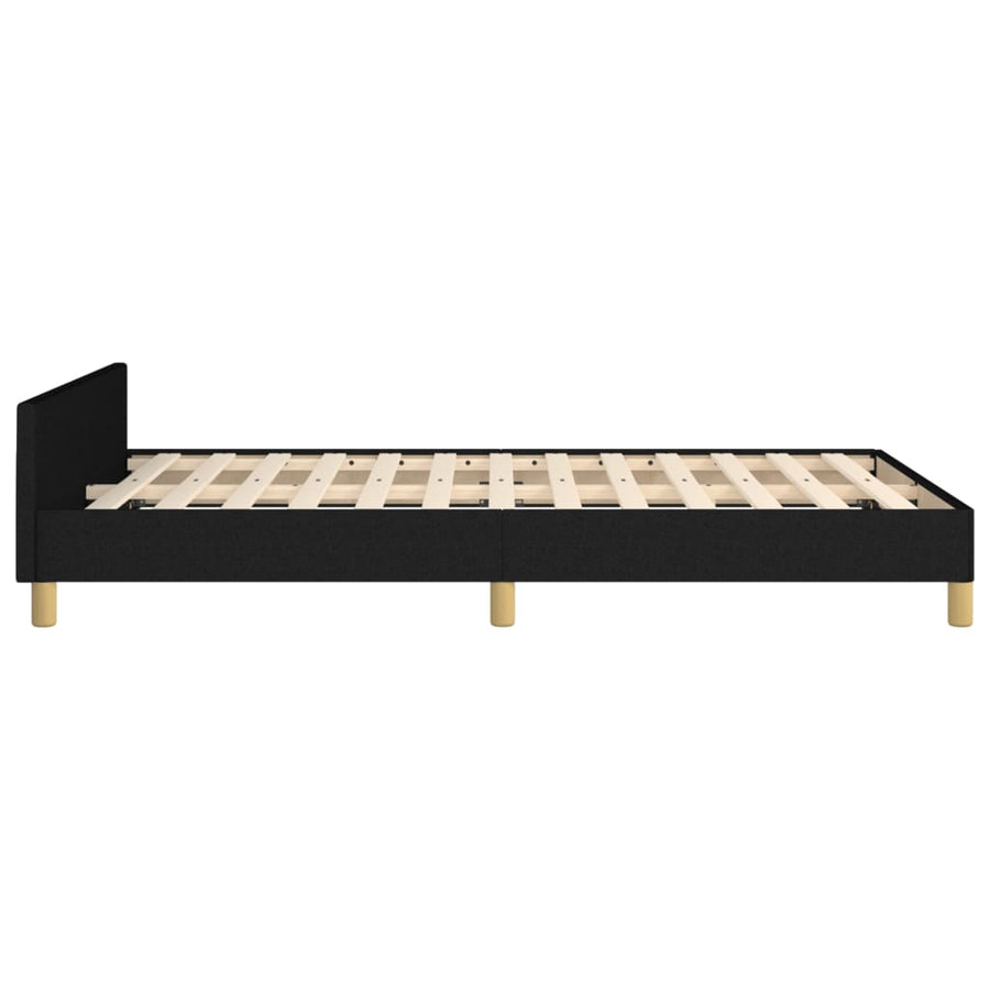 Bedframe Met Hoofdeinde Stof Zwart 120 x 200 cm Effen met spijkers
