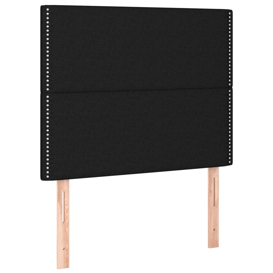 Bedframe Met Hoofdeinde Stof Zwart 120 x 200 cm Effen met spijkers