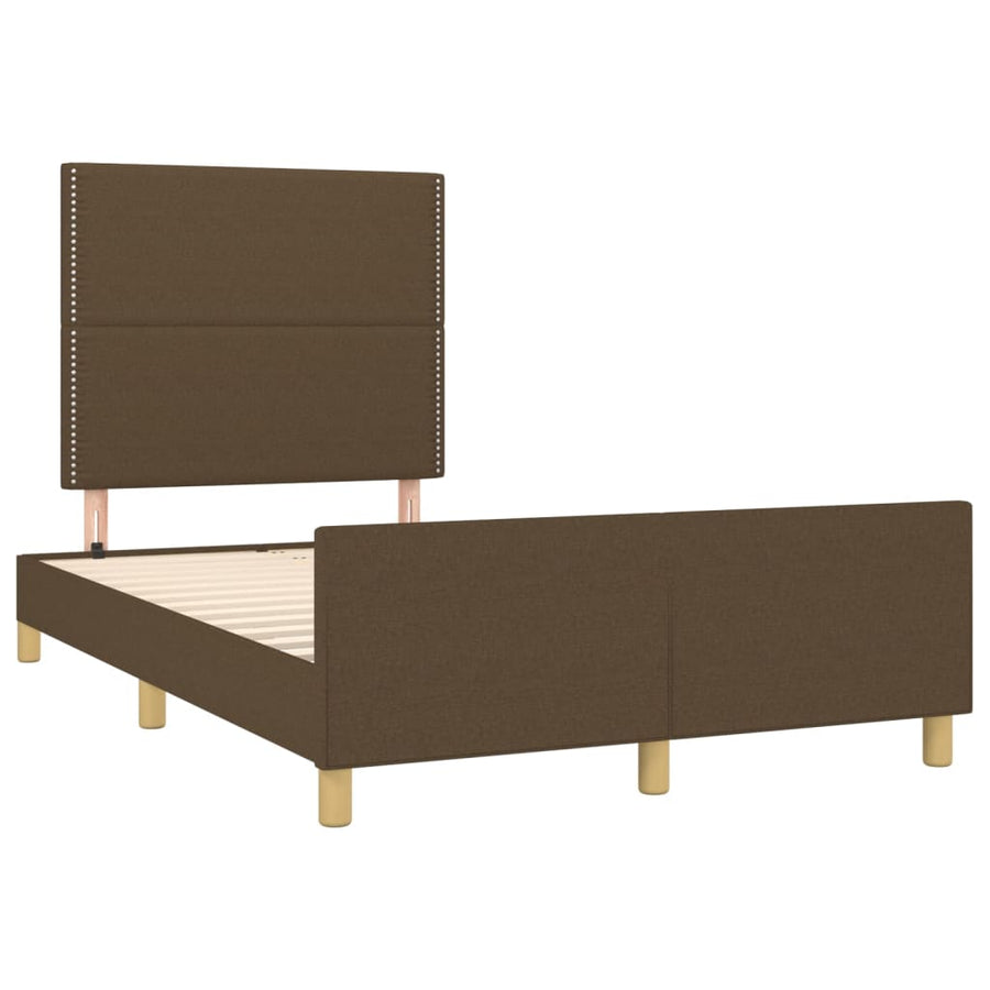 Bedframe Met Hoofdeinde Stof Donkerbruin 120X200 Cm Donkerbruin 120 x 200 cm Effen met spijkers