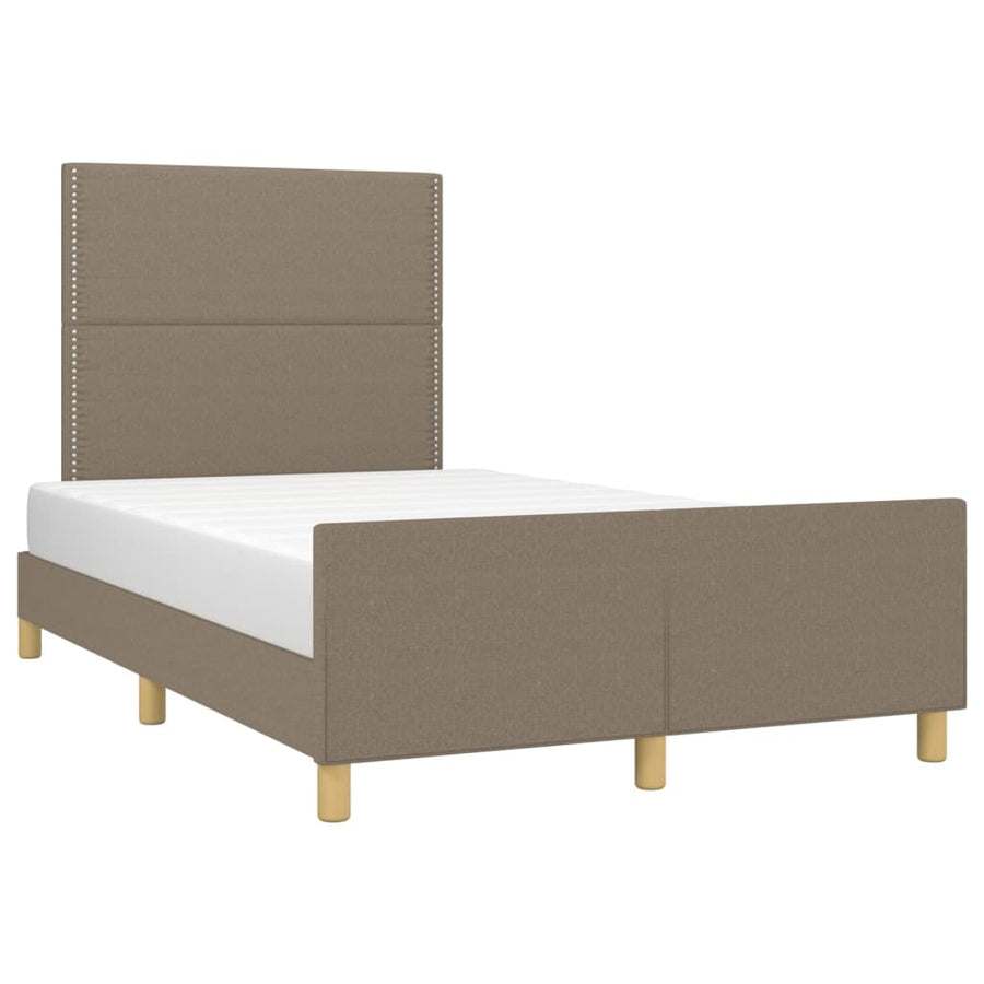 Bedframe Met Hoofdeinde Stof Taupe 120X200 Cm 120 x 200 cm Effen met spijkers