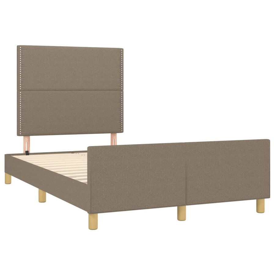 Bedframe Met Hoofdeinde Stof Taupe 120X200 Cm 120 x 200 cm Effen met spijkers
