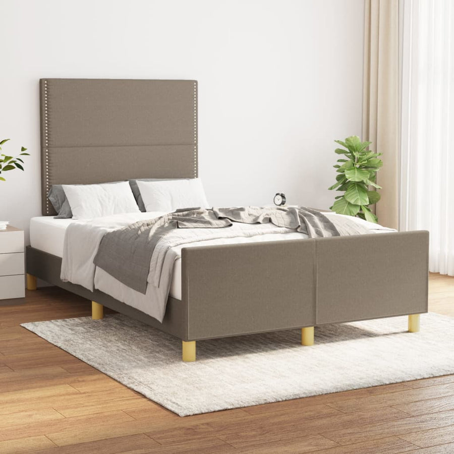 Bedframe Met Hoofdeinde Stof Taupe 120X200 Cm 120 x 200 cm Effen met spijkers