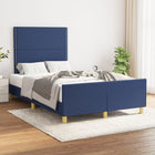 Bedframe 120x200 cm stof blauw met hoofdbord