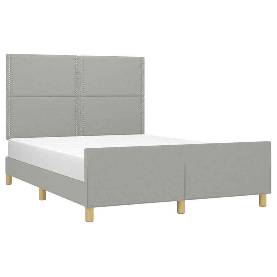 Bedframe met hoofdeinde stof lichtgrijs 140x190 cm 140 x 190 cm Lichtgrijs