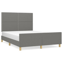 Bedframe Met Hoofdeinde Stof Donkergrijs 140 x 190 cm Effen met spijkers