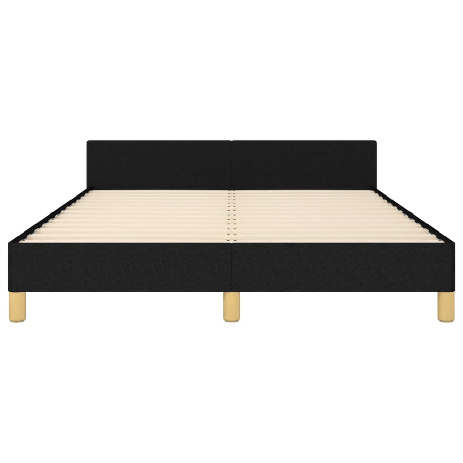 Bedframe Met Hoofdeinde Stof Zwart 140 x 190 cm Effen met spijkers