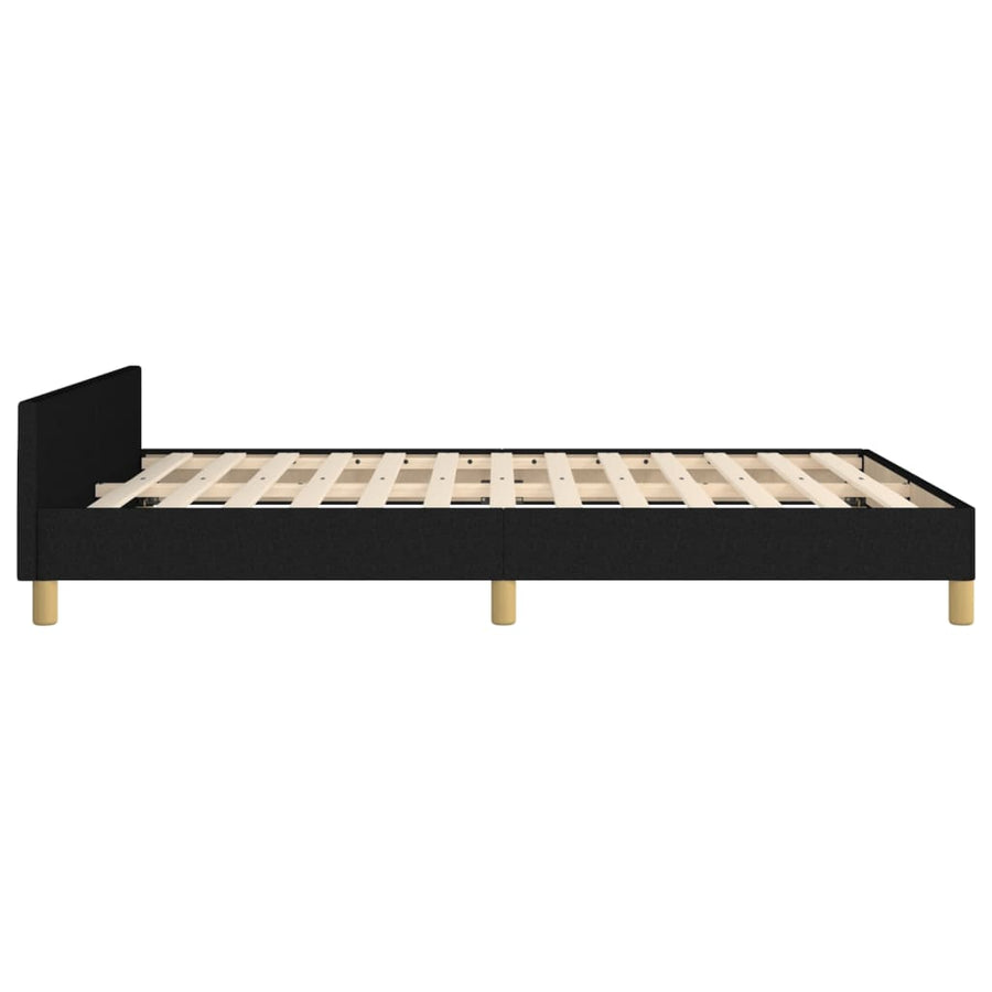 Bedframe Met Hoofdeinde Stof Zwart 140 x 190 cm Effen met spijkers