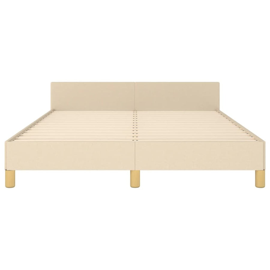 Bedframe Met Hoofdeinde Stof Kleurig Crème 140 x 190 cm Effen met spijkers
