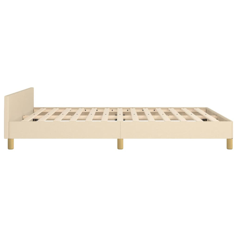 Bedframe Met Hoofdeinde Stof Kleurig Crème 140 x 190 cm Effen met spijkers