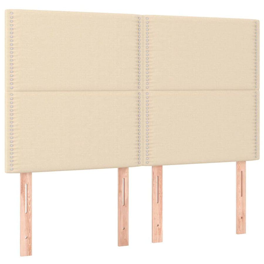 Bedframe Met Hoofdeinde Stof Kleurig Crème 140 x 190 cm Effen met spijkers