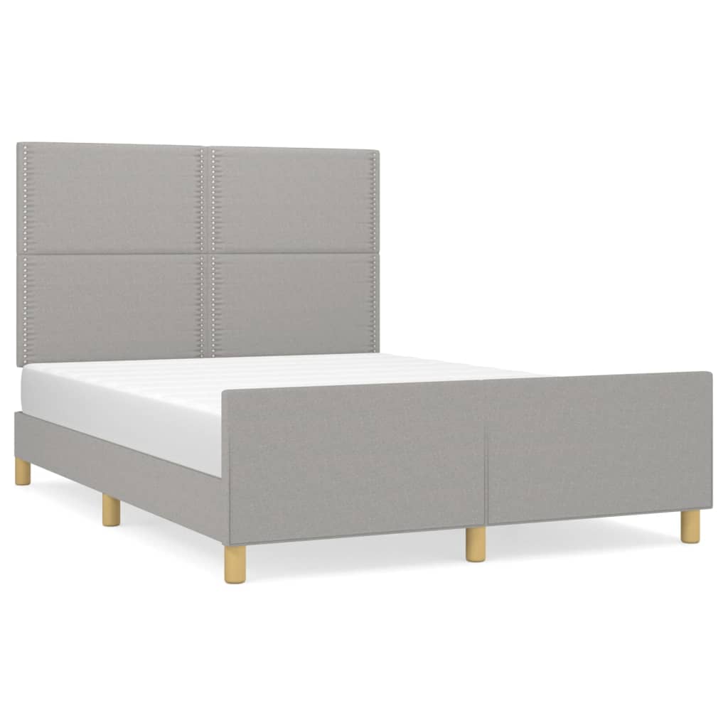 Bedframe met hoofdeinde stof lichtgrijs 140x200 cm 140 x 200 cm Lichtgrijs