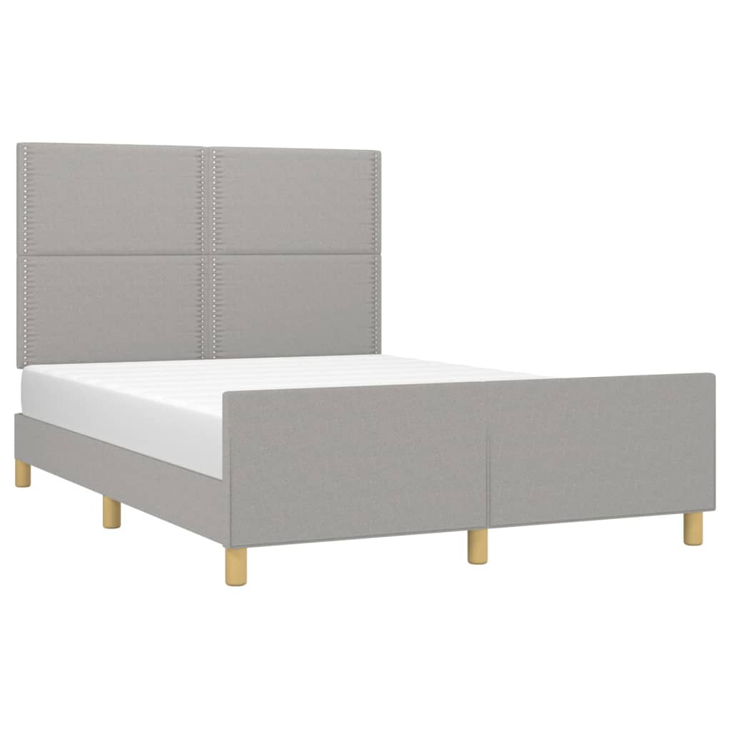 Bedframe met hoofdeinde stof lichtgrijs 140x200 cm 140 x 200 cm Lichtgrijs