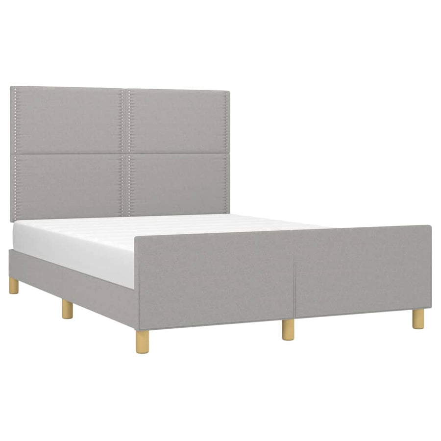 Bedframe met hoofdeinde stof lichtgrijs 140x200 cm 140 x 200 cm Lichtgrijs
