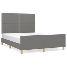 Bedframe Met Hoofdeinde Stof Donkergrijs 140 x 200 cm Effen met spijkers