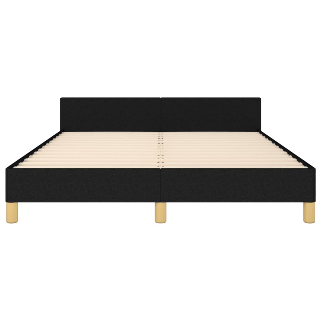 Bedframe Met Hoofdeinde Stof Zwart 140 x 200 cm Effen met spijkers
