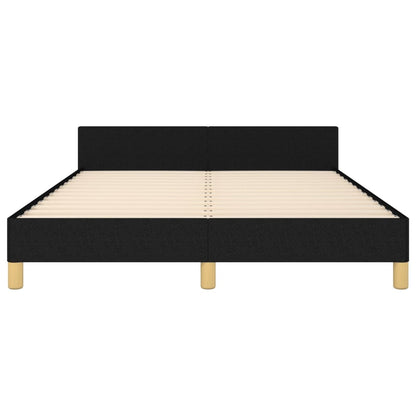 Bedframe Met Hoofdeinde Stof Zwart 140 x 200 cm Effen met spijkers