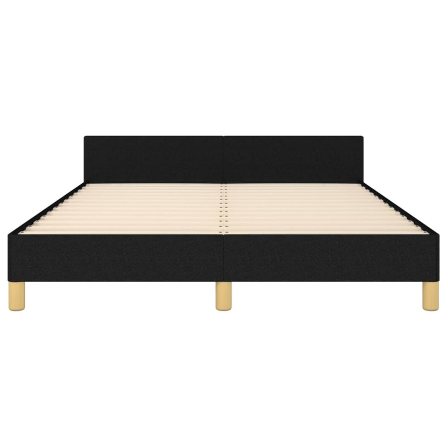 Bedframe Met Hoofdeinde Stof Zwart 140 x 200 cm Effen met spijkers