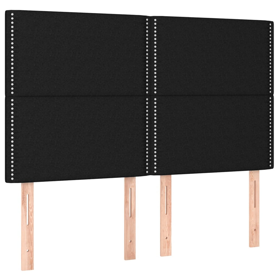 Bedframe Met Hoofdeinde Stof Zwart 140 x 200 cm Effen met spijkers